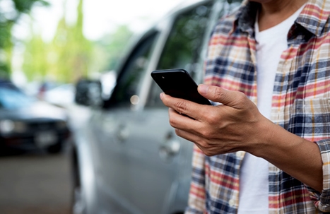 man on his phone on social media
